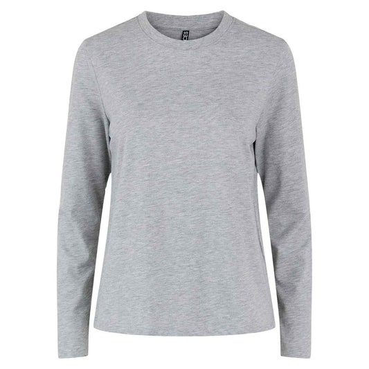 PIECES - LANGÆRMET T-SHIRT - RIA 17110532 - LIGHT GREY